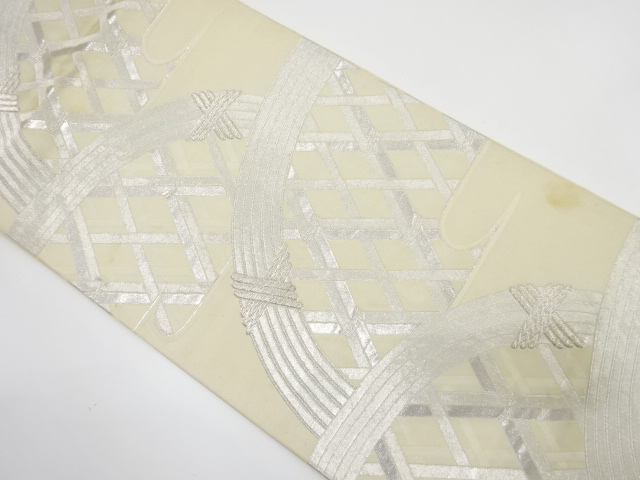 JAPANESE KIMONO / ANTIQUE FUKURO OBI / SILK / WOVEN FENCE PATTERN
